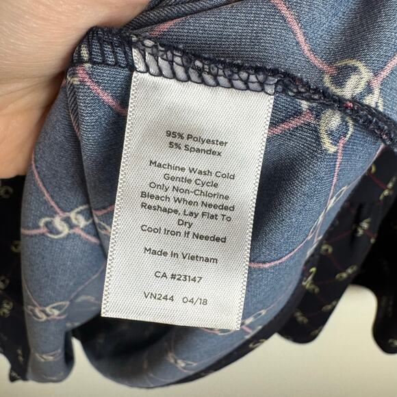 Talbots Womens Chains Jersey Top Sz L Bell Sleeve Equestrian Classy Preppy Flowy - Picture 7 of 9